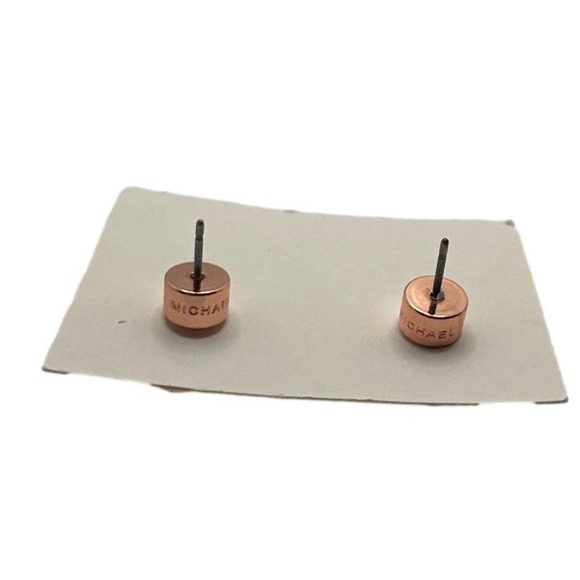 MICHAEL KORS Est 1981 (Rose & Gold) Gold-Tone Logo Padlock Stud Earrings - Picture 3 of 8